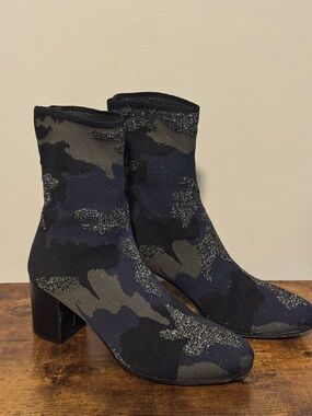 Zadig & Voltaire Camouflage Sparkle Knit Sock Boots Size 39